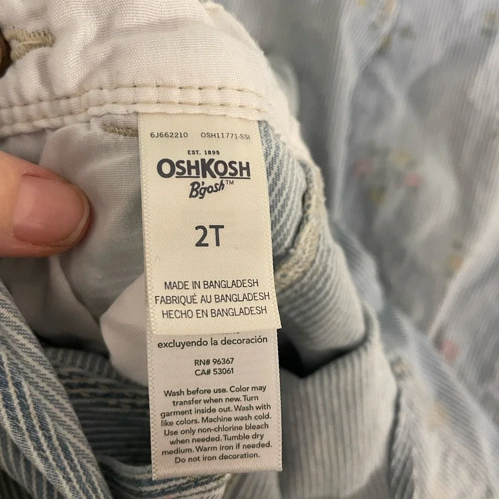 Oshkosh B'gosh‎ 2T Denim Jean Girls Floral Flower Bib Overalls